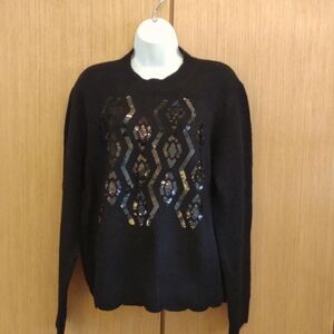 +SZ NWT LS BLK Sequin Sweater SZ 2X BY Blue Sol